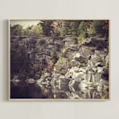 "Autumn Reflections" - Art Print in Stone Brown by Gray Star Design - Framed