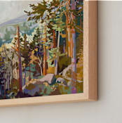 "Wait a Minute" - Art Print in Forest Blue by Jess Franks - Frame Close-up