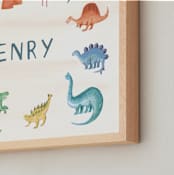 "Dino Friends" - Personalized Art Print in Amber by Teju Reval - Frame Close-up