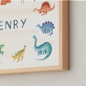 "Dino Friends" - Personalized Art Print in Amber by Teju Reval - Frame Close-up