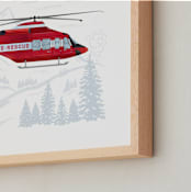 "Firefighter Helicopter" - Art Print in Flame by Paper Sun Studio - Frame Close-up