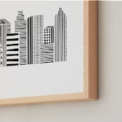 "Linear Cityscape" - Art Print in Black by Daniela - Frame Close-up