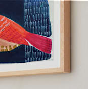 "Still 3" - Art Print in Petrol, rose, coral and mustard by Victoria Johnson - Frame Close-up
