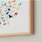 "Songbirds" - Art Print in Multi-Colored by Eve Schultz - Frame Close-up