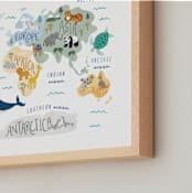 "Our World Map" - Art Print in Pastel Green by Elly - Frame Close-up