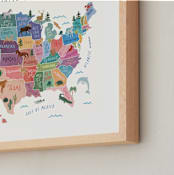 "Animals Map of USA" - Art Print in Ocean by Elly - Frame Close-up
