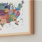 "Animals Map of USA" - Art Print in Ocean by Elly - Frame Close-up