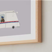 "Mail Bear" - Art Print in Berry by Adelyn T. - Frame Close-up