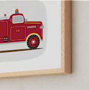 "Red Fire Engine #1" - Art Print in red by Rebecca Marchese - Frame Close-up