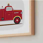 "Red Fire Engine #1" - Art Print in red by Rebecca Marchese - Frame Close-up