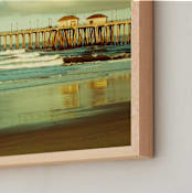 "Huntington Beach Surf Pier" - Art Print in Turquoise blue by Debra Butler - Frame Close-up
