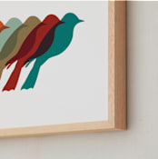 "Mod Birds" - Art Print in Multi by Jennifer Morehead - Frame Close-up
