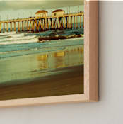 "Huntington Beach Surf Pier" - Art Print in Turquoise blue by Debra Butler - Frame Close-up