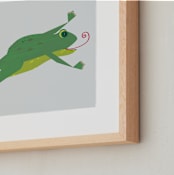 "Leap Frog Leap!" - Art Print in Leaping green by Rebecca Marchese - Frame Close-up