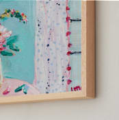 "In Light of the Flower" - Art Print in Sky Blue by Lottie Aldarwish - Frame Close-up