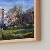 "Old building in the neighborhood" - Art Print in Blue sky by Rafael Yaniger - Frame Close-up