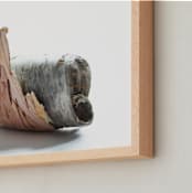 "Birch Rolled" - Art Print in grey and soft orange by Alexis Arnold - Frame Close-up