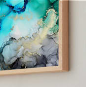 "Under The Deep Blue Ocean" - Art Print in Emerald Green by Kathy Par - Frame Close-up