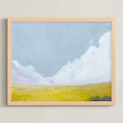 "Yellow Field" - Art Print in Golden by Kara Schlabaugh - Framed