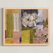 "Sashiko flowers quilt" - Art Print in greenish grafito by Bethania Lima - Framed