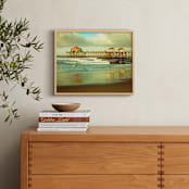 "Huntington Beach Surf Pier" - Art Print in Turquoise blue by Debra Butler - In a Room