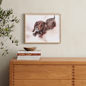 "Weiner dog with a nose full of snow" - Art Print in weiner dog by XL - In a Room