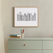 "Linear Cityscape" - Art Print in Black by Daniela - In a Room