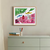"City State of Mind" - Art Print in Flamingo Pink by Jordan Sondler - In a Room