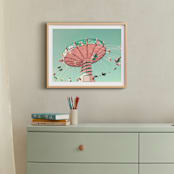 "Swing Ride" - Art Print in Bright Turquoise by Caroline Mint - In a Room