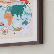"Exploration Map" - Art Print in Apricot by DorothyDear Creations - Frame Close-up