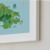 "Never Land Map" - Art Print in Ocean by Renee Christensen - Frame Close-up