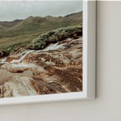 "Scottish Stream" - Art Print in Scottish Greens by Lisa Moore - Frame Close-up