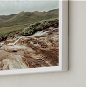 "Scottish Stream" - Art Print in Scottish Greens by Lisa Moore - Frame Close-up