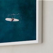 "Waiting on Waves" - Art Print in Dark Teal by Jessica Rice - Frame Close-up