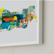 "The Lake and the Trees" - Art Print in Juicy Orange by Erin McCluskey Wheeler - Frame Close-up