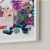 "Pink and Blues Landscape" - Art Print in Fuchsia Pink by Erin McCluskey Wheeler - Frame Close-up