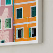 "Riomaggiore" - Art Print in Tangerine by Heather Deffense - Frame Close-up