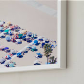 "Umbrella Club" - Art Print in Deep Blue by Caroline Mint - Frame Close-up