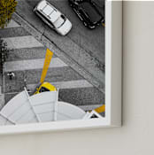"Story from Aerial #1" - Art Print in textured yellow by Van Tsao - Frame Close-up