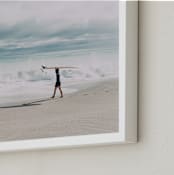 "East Coast Surfer" - Art Print in Soft Blue by Janet Cruz - Frame Close-up