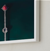 "HB Pier From Above" - Art Print in Cherry by Christian Florin - Frame Close-up