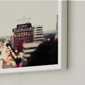 "Capitol Records at dusk" - Art Print in Sunset by Vera Mladenovic - Frame Close-up