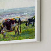 "Marin Cows" - Art Print in Holstein by Alex Elko Design - Frame Close-up