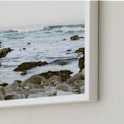 "Rocky Coast" - Art Print in aqua blue by Janel Galvez - Frame Close-up