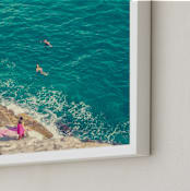 "Seaside" - Art Print in Bright Teal by Kitty Seeber - Frame Close-up