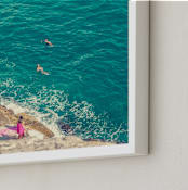 "Seaside" - Art Print in Bright Teal by Kitty Seeber - Frame Close-up