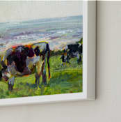 "Marin Cows" - Art Print in Holstein by Alex Elko Design - Frame Close-up