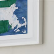 "Massachusetts in Paint" - Art Print in Massachusetts Blue by Denise Wong - Frame Close-up