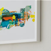 "The Lake and the Trees" - Art Print in Juicy Orange by Erin McCluskey Wheeler - Frame Close-up