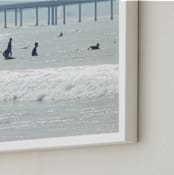 "Waiting, Venice Pier" - Art Print in Surf blue by Annie Seaton - Frame Close-up